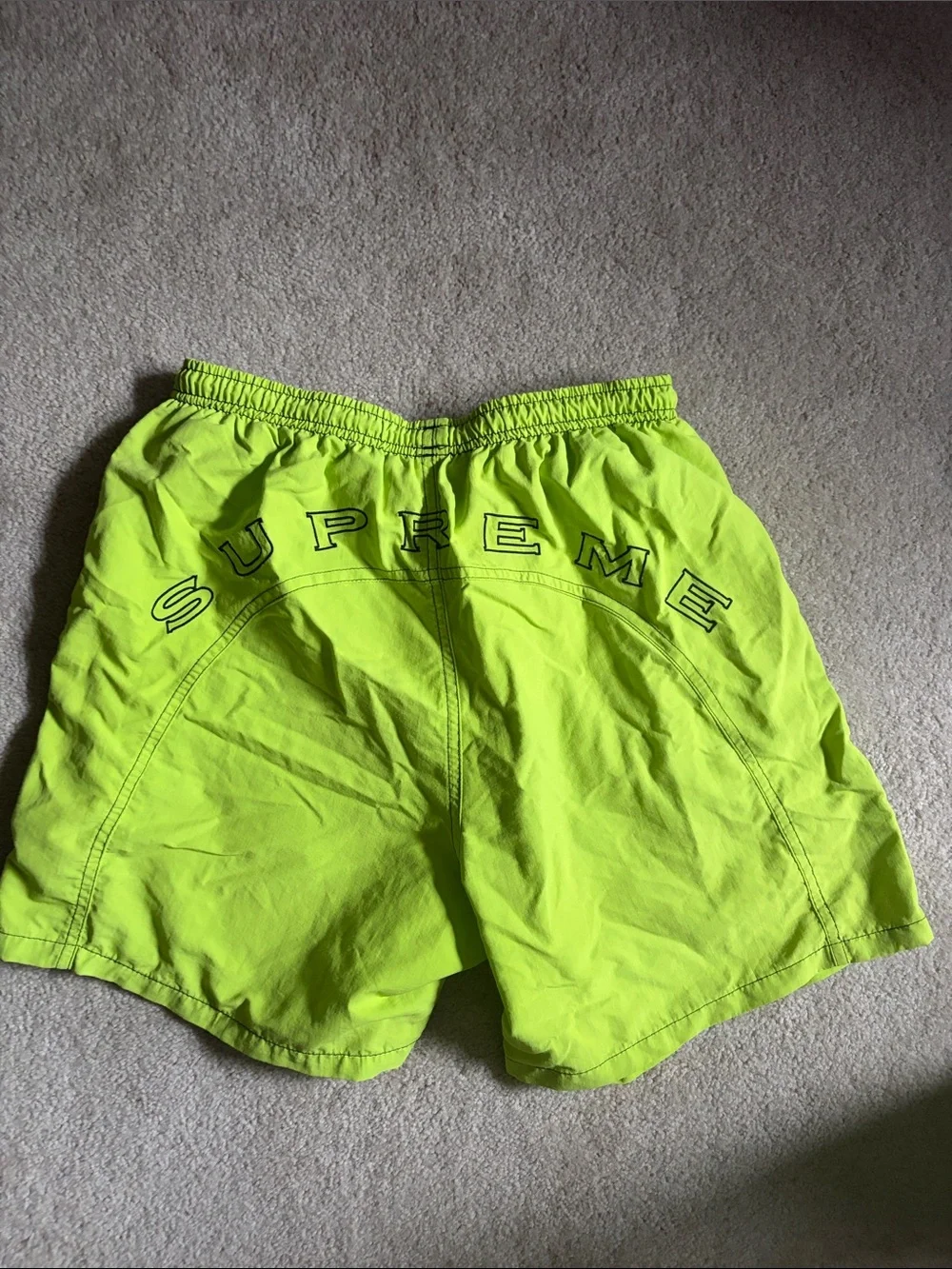 Supreme Neon Lime Green Swim Trunks